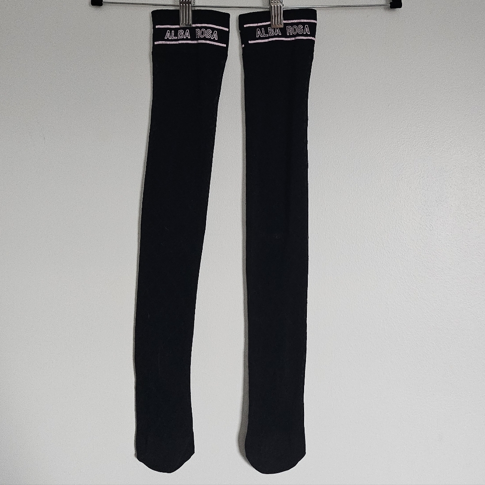 Alba Rosa Gyaru Japan Mesh And Fishnet Thigh High Logo Socks